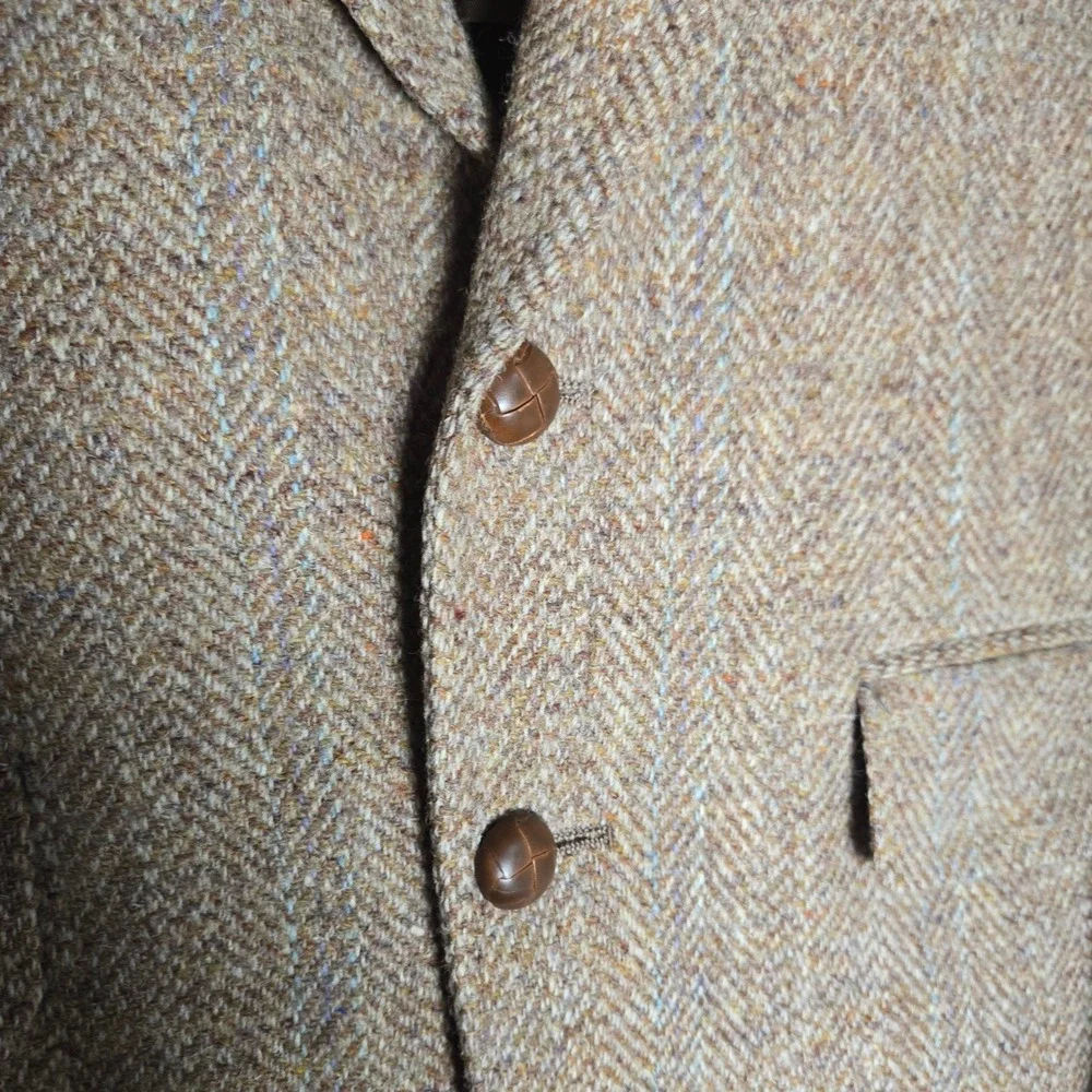 Vtg Saks Tweed Blazer Mens 40 Brown Herringbone Wool Sport‎ Coat Academia Preppy